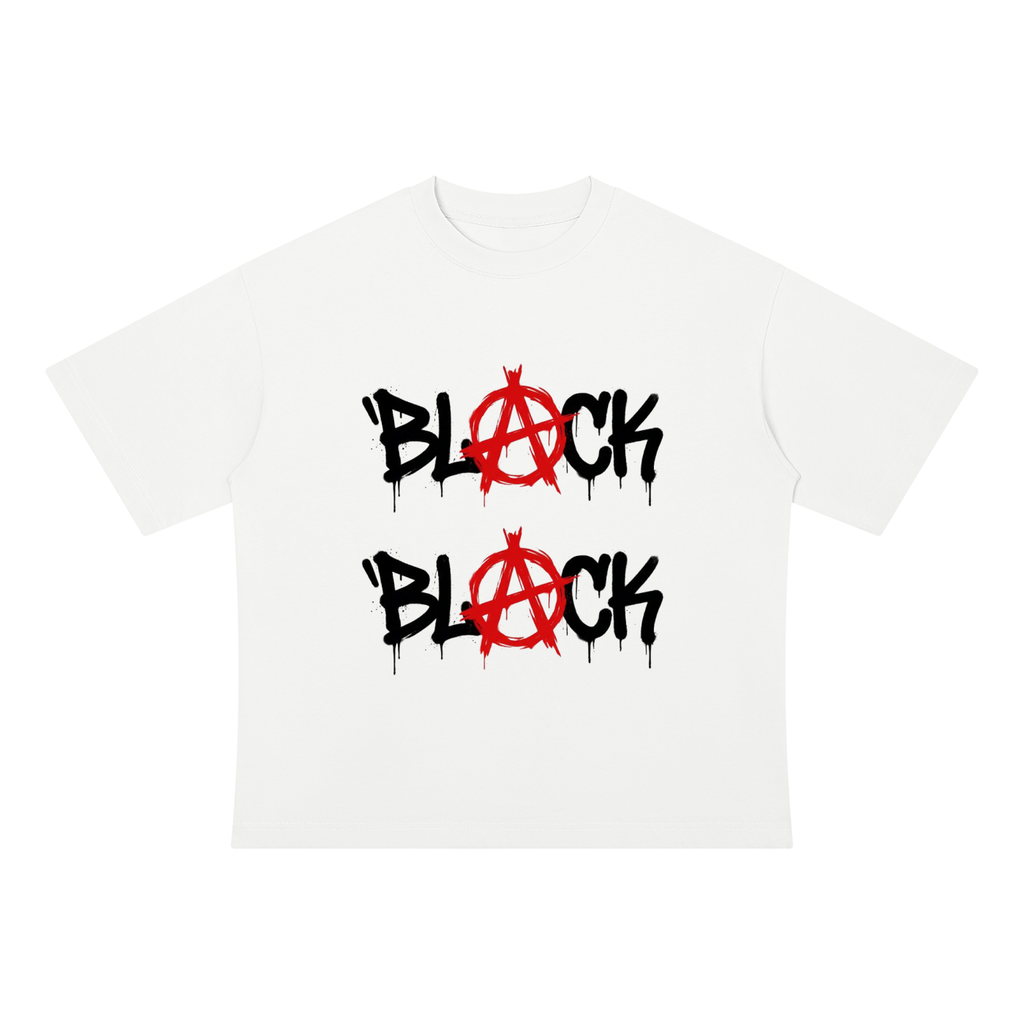 BLACK  Drop Shoulder Cotton T-Shirt