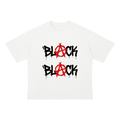 BLACK  Drop Shoulder Cotton T-Shirt