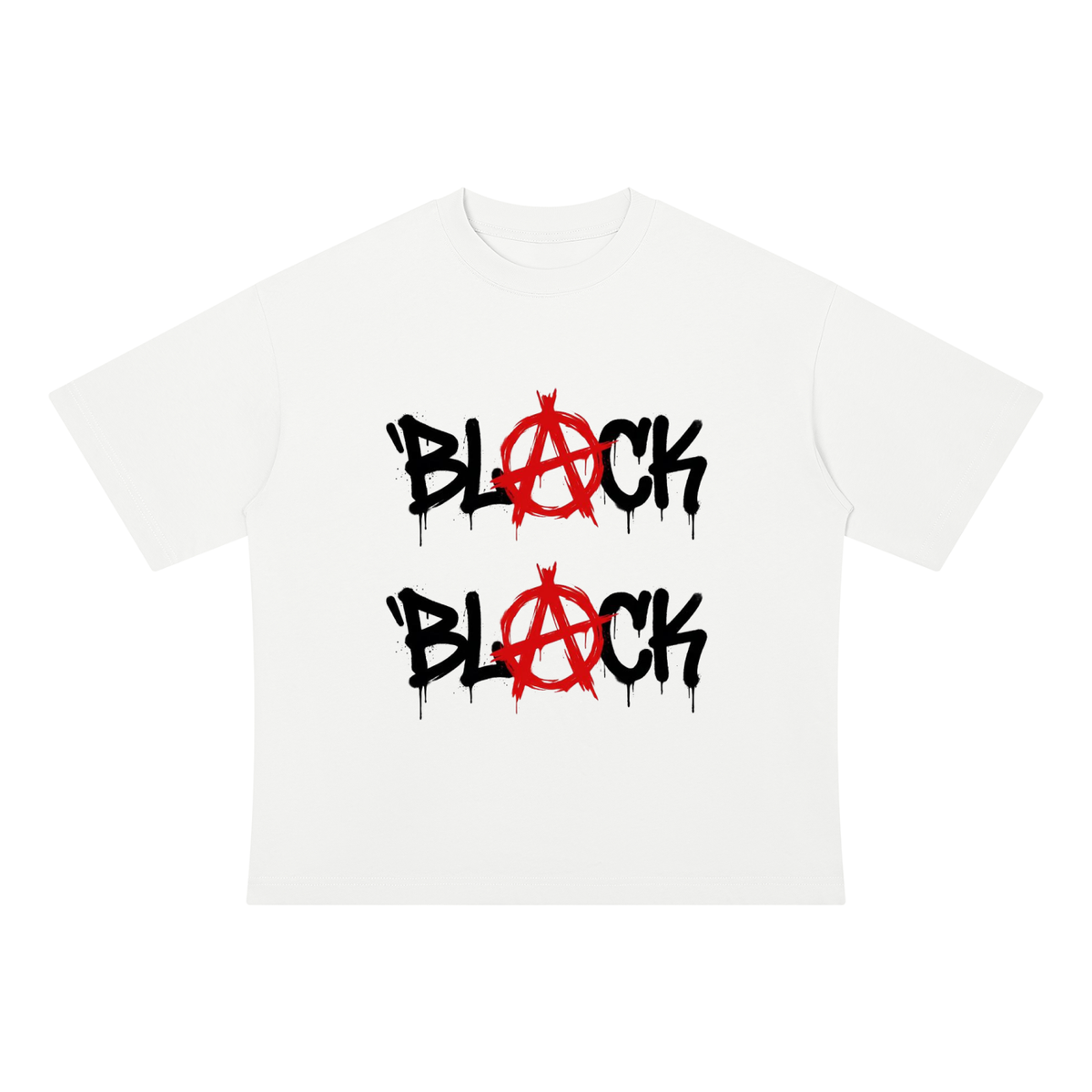 BLACK  Drop Shoulder Cotton T-Shirt