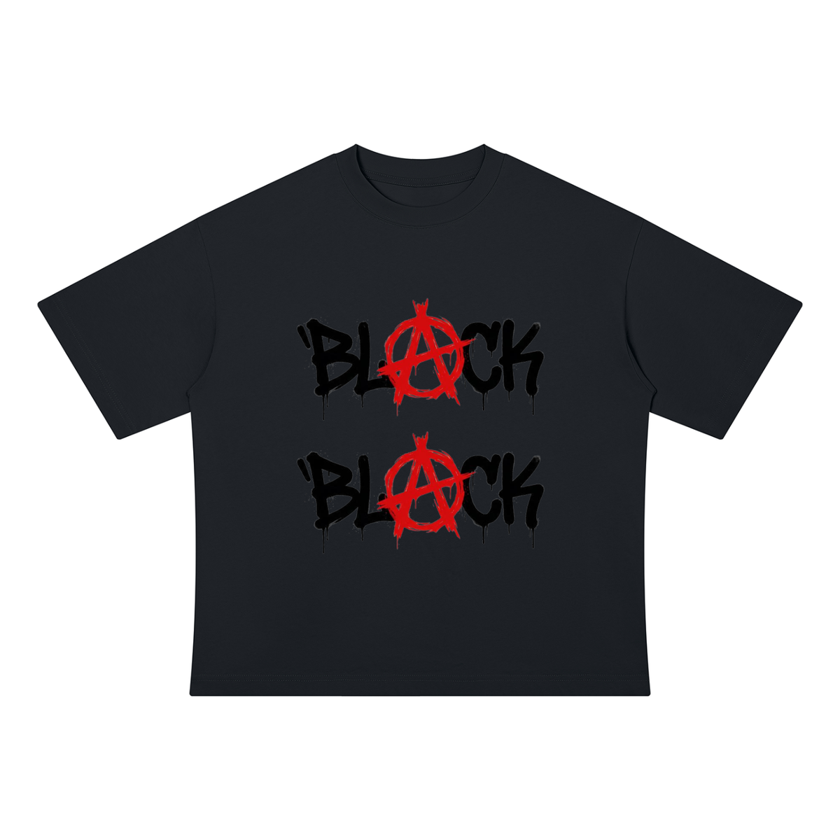 BLACK  Drop Shoulder Cotton T-Shirt