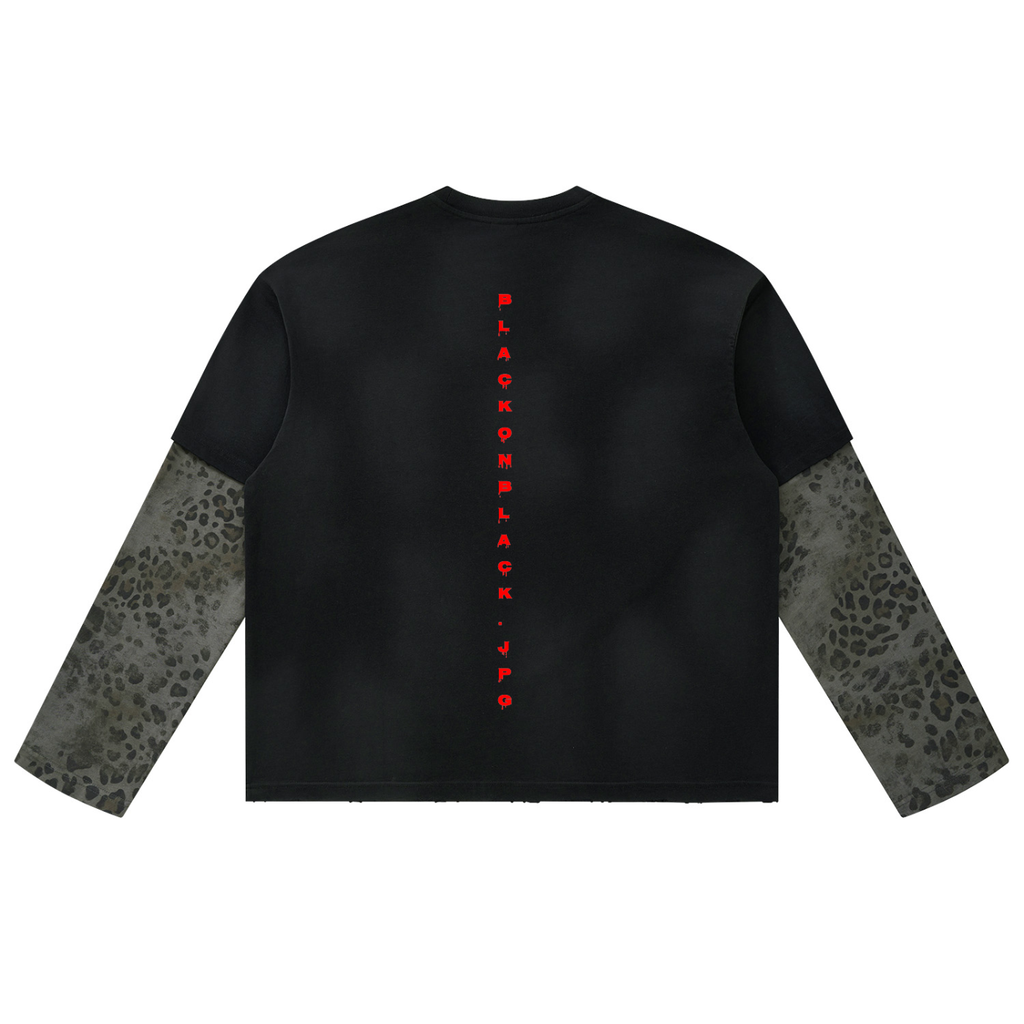 BLACK Leopard Paneled Layer T-Shirt