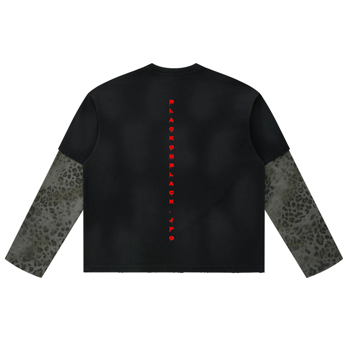 BLACK Leopard Paneled Layer T-Shirt