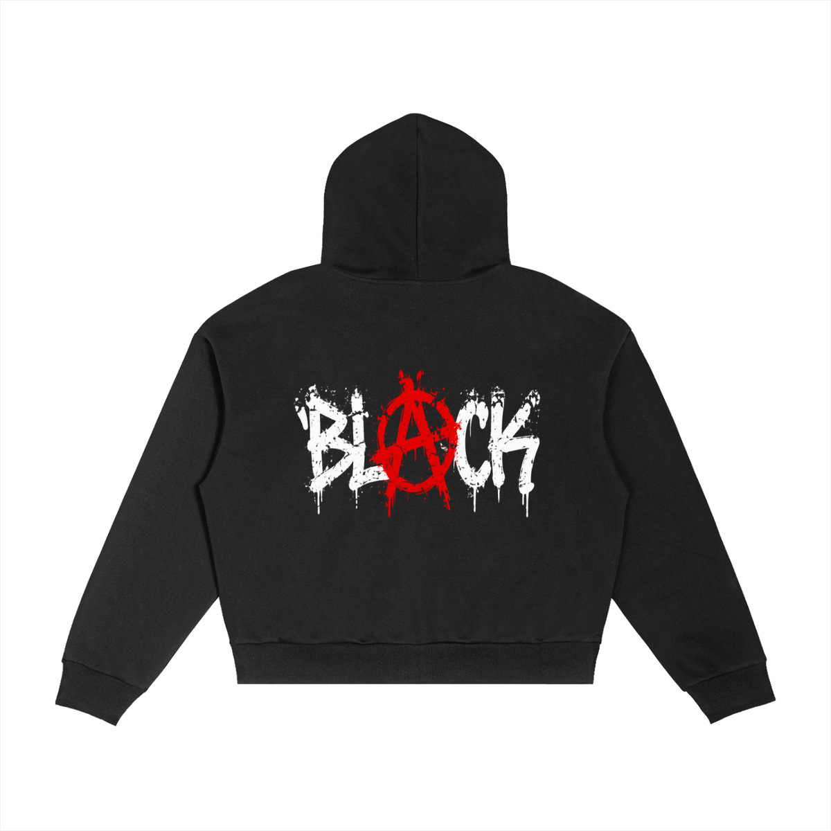 BL CK Contrast Plaid Boxy Zip Hoodie