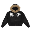 Sun Fade Boxy Detachable Fur Hoodie