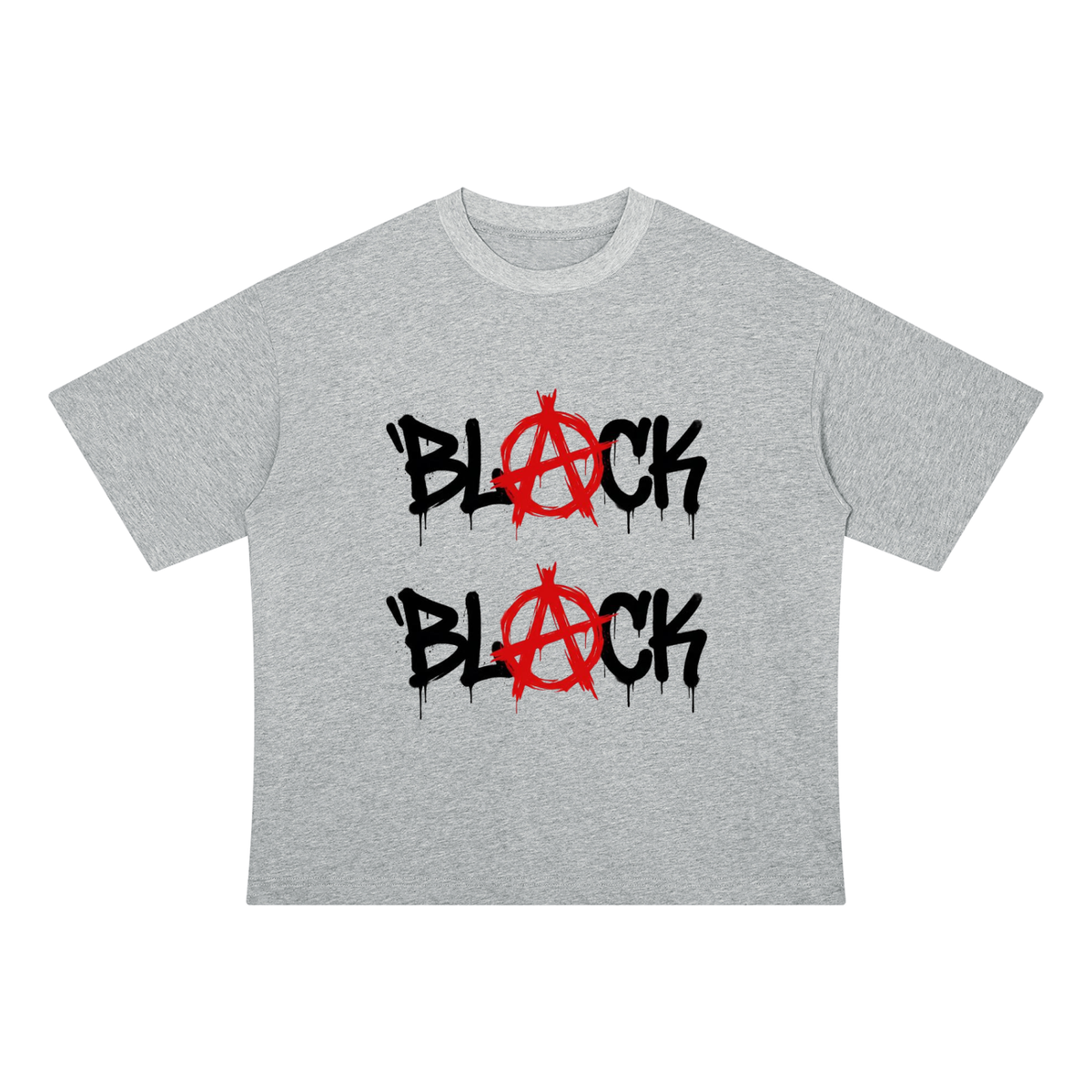 BLACK  Drop Shoulder Cotton T-Shirt