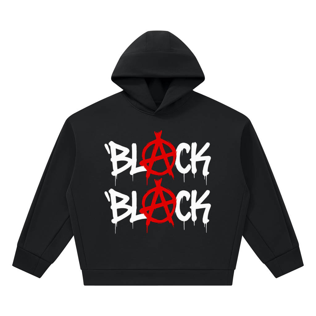 BLACK Heavyweight Fleece Boxy Hoodie