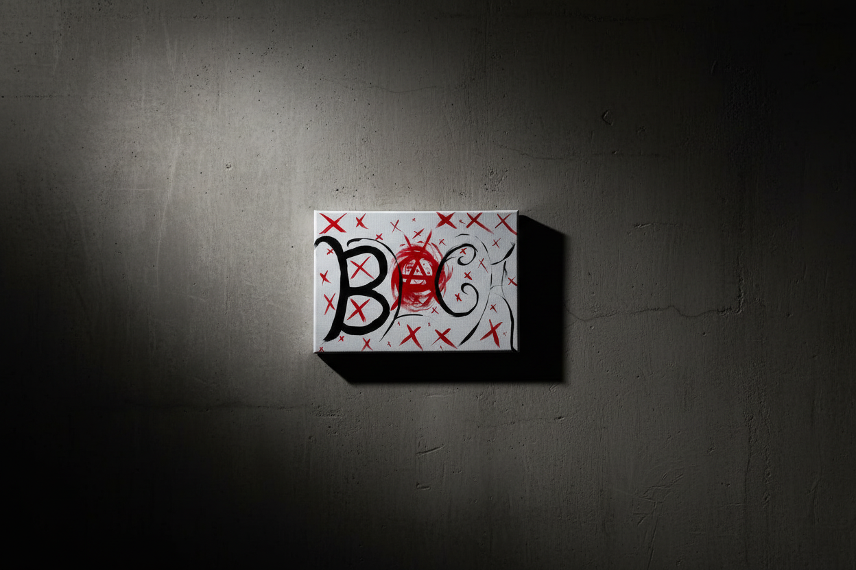 BLACK logo painting on studio wall