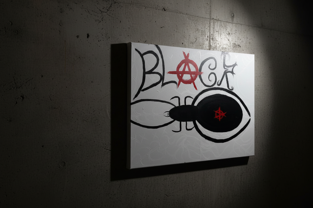 BLACK Widow on studio wall