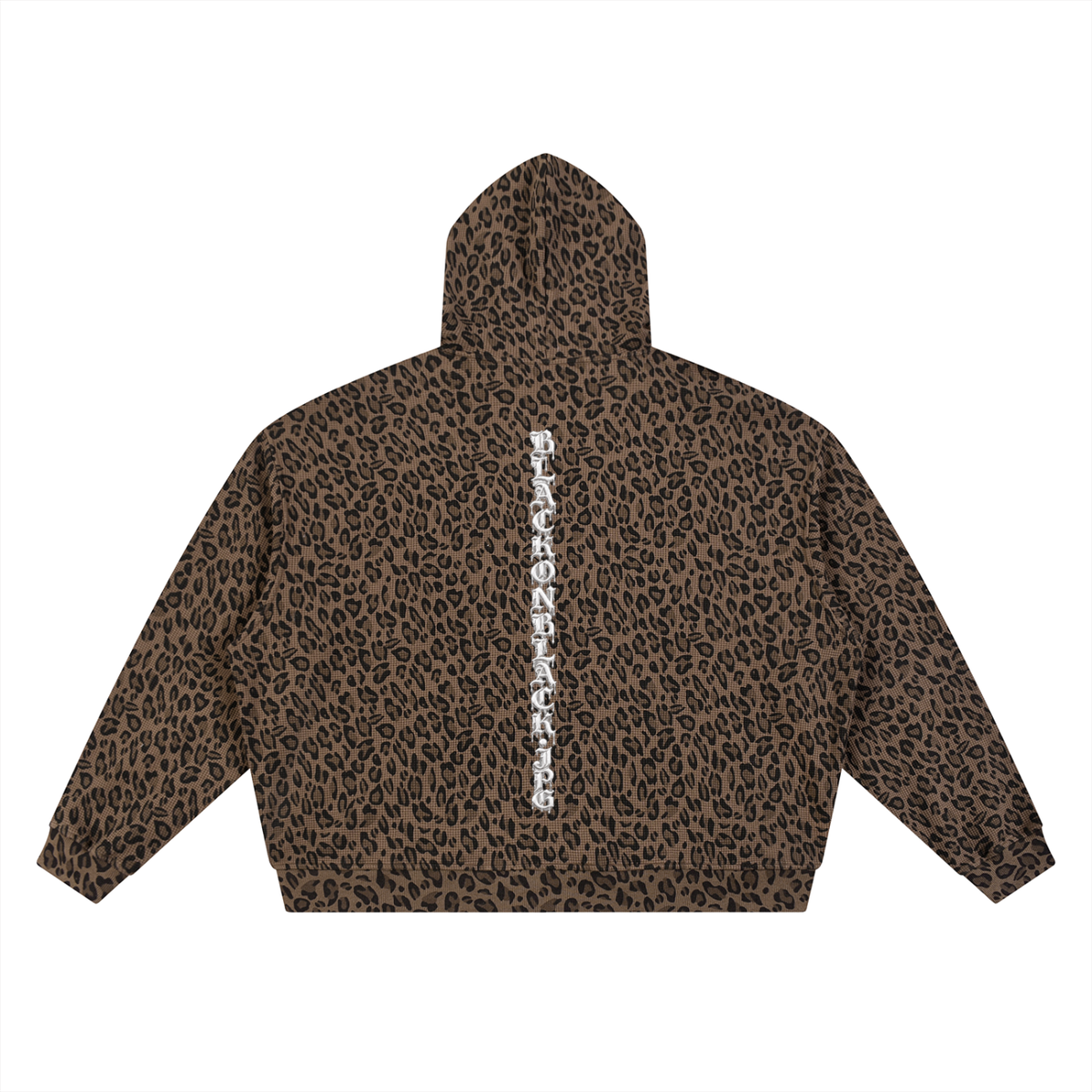 Unisex Leopard Print Waffle Full Zip Hoodie